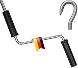 markiso Markisenkurbel 120 cm Verzinkt – Kurbel für Markise mit Fleischerhaken – Kurbelgestänge verzinkter Stahl, Rostfrei, Ergonomische Griffe, Freilaufend für Leichte Bedienung