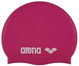 arena Classic Junior Unisex Silikon-Schwimmkappe, Schwimmkappe für Jungen und Mädchen, Badekappe mit Verstärktem Rand, Weiche und Strapazierfähige Schwimmkappe,Fuxia-White (91)