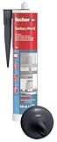 fischer Premium-Sanitärsilikon, Silikon zum Abdichten & Verfugen im Sanitär- und Küchenbereich, Kartusche für zahlreiche Anwendungen und Baustoffe, Langzeitschutz vor Schimmel, 310 ml, anthrazit