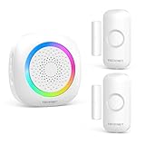 TECKNET Tür Fenster Sensor Klingel, Tür Fensteralarm Funkklingel mit 300M Reichweite, 61 Klingeltönen und RGB Licht, Türsensor Alarmklingel für Häuser, Geschäft und Büro, weiß