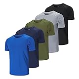 ZENGVEE 5er Pack Funktionsshirt Sportshirt Herren Kurzarm Atmungsaktive Sport Shirt Trainingsshirt Fitness Laufshirt Männer T-Shirt (510-Black Grey Green Navy Blue-L)