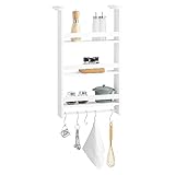 SoBuy® FRG150-W Hängeregal für Kühlschrank mit 5 Haken Türregal Küchenregal Gewürzregale mit 3 Ablagen, BHT ca.: 44,5x73,5x20cm