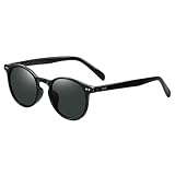 LSQBDFC Sonnenbrille Polarisierte Für Herren, Klassisch, Blendfrei, Damen-Sonnenbrille, Rundes Brillengestell, Reisen Im Freien, Schattenbrille-helles Schwarz