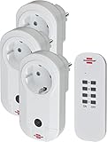 Brennenstuhl Funkschalt-Set RC CE1 3001, 3er Funksteckdosen Set (mit Handsender und erhöhtem Berührungsschutz) weiß