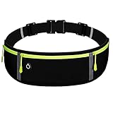 Laufgürtel für Handy, wasserdichte und verstellbare Lauftasche mit Reißverschluss, Hüfttasche für Joggen, Fitness, Radfahren, Reisen und Outdoor-Aktivitäten (Schwarz)