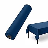 Servietto Einweg-Tischdecke für rechteckigen Tisch, leinenähnliche blaue Papiertischdecke für Esstisch, Party, Hochzeit oder Veranstaltung, 139,7 cm B x 24,4 m L
