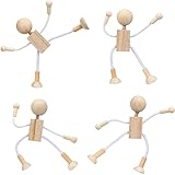 Holzfiguren, 4 Stück Biegepuppen aus Naturholz Holzfiguren...