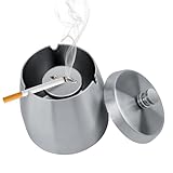 Aschenbecher,Aschenbecher mit Deckel, Edelstahl Aschenbecher...