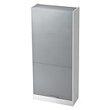 bümö Rollladenschrank in Weiß/Silber mit Relinggriff - Vertikal Jalousieschrank 90 cm breit, Aktenschrank abschließbar, Büroschrank für Ordner & Co.