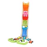 MOLUCKFU 1 Satz Holzrennbahn für Kinder Roller-Gleitauto Kleinkindspielzeug-Rennstrecke interaktives Spielzeug Interactive Toys Rennstrecke mit Holzrampe Gleitauto aus Holz Bambus Colorful