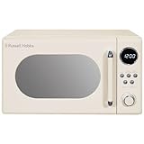 Russell Hobbs RHM2044C Digitale Retro-Mikrowelle, 20 Liter, cremefarben, 800 W, Spiegel-Finish, 8 automatische Kocheinstellungen, 5 Leistungsstufen