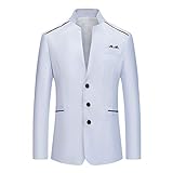 Yowablo Herren Slim Anzugsakko Herren Anzugjacke Herren Sakko Sweatjacke Slim Fit Blazer Anzug Casual Jacke Modisch Freizeit Outwear (3XL,Weiß)