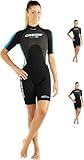CRESSI Women's Med X Lady Shorty Wetsuit 2.5mm Black/Light Blue/Grey 2XL/6 Kurzer Neoprenanzug für Damen aus 2,5 mm Hochelastischem, Schwarz/Hellblau/Grau, XXL