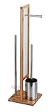 WENKO Stand WC-Garnitur Mod. Rivalta, mit integriertem Toilettenpapierhalter und WC-Bürstenhalter, aus echtem Bambus, 23 x 70 x 18 cm, Braun