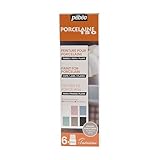 Pébéo Porzellan 150 Starter Set Chalky Finish - 6 x 20 ml Flaschen Porzellanfarbe Matt in 6 Farbtönen: Puderweiß, Puderrosa, Puderblau, Pudergrün, Pudertaupe, Tafelschwarz