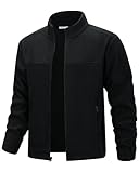 33,000ft Herren Fleecejacke leicht Strickjacke Übergangsjacke Outdoor Fleecejacken Warm Winterjacke für Wandern Freizeit Trekking Schwarz L