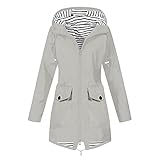 Damen Leichte Wasserdichte Softshell Regenjacke Lange Funktionsjacke Übergangsjacke Windjacke Atmungsaktive Regenparka mit Kapuze Regenmantel für Wandern Laufen Sporten,Steppjacke Damen Leicht