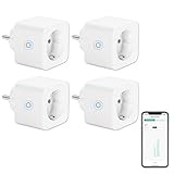 ANTELA WLAN Smart Steckdose 16A Stromverbrauch Messen kompatibel mit Alexa/Google Home, Kinderschutz, Smart Life APP, 2,4GHz, 3680W, 4PCs