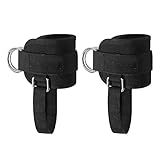 2 Stück Fußschlaufe Kabelzug - Kickbacks Fußschlaufe Schwarz für Kabelzug Fitness Training am Kabelzug, Zughilfen für Beintraining am Seilzug, Ankle Straps für Fitness Training,Fußmanschetten Kabelzug