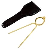 Gerader Navigationsteiler aus Messing, 20 cm, mit schwarzem Lederetui