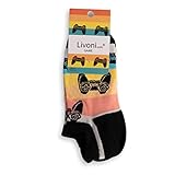 Livoni Unisex Cotton Sneaker Socks with Colorful and Fun Designs, Size: 35-38, Model Name: Game-Low Socks
