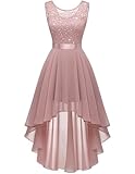 Berylove Abendkleid Rosa Cocktailkleid A Linie Lang Sommerkleider Damen Chiffonkleid Damen Wedding Guest Dress Abschlusskleid BLP7035XP Blush M