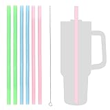 6Pcs Strohhalme for Stanley Adventure Travel Tumbler, Silikon Straws Compatible with Stanley 20/30/40 oz Stanley Tumbler, Strohhalme mit Reinigungsbürste