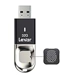 Lexar JumpDrive Fingerabdruck F35 USB Stick 32GB USB 3.0, Flash-Laufwerk Bis zu 150 MB/s Lesen, für PC, Laptop, externe Speicherdaten, Fotos, Video (Inkompatibel mit Mac OS) (LJDF35-32GBEU), Schwarz