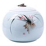 QWdfgS Keramikurne for Asche mit handgemaltem Landschaftsmuster – Mittlere Bestattungsurne for menschliche Asche – Gedenkurne und Ascheaufbewahrung(Orchid)