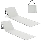 Strandmatte 2er Set mit Verstellbarer Rückenlehne Aufbewahrungstasche, 180 * 55cm grau Sonnenliege Faltbare Strandmatte für Holidays Garden Camping Picknick Reise Urlaub