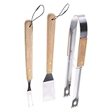 Oxxggkao Grillwerkzeug Set Grills Mit Holzgriff Camping Grill Spatel Gabel Zange Grillen Für Outdoor Werkzeug Mit Holzgriff Utensilien