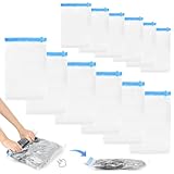 TOSAVGA 12 Stück Vakuumbeutel für Kleidung - 35x50 cm/ 40x60 cm, Vacuum Bags for Clothing, Vacuum Beutel für Kleidung Reise, Kleiderbeutel klein, Wiederverwendbar Vakuumbeutel