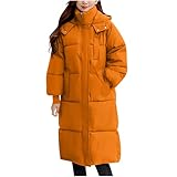 Winterjacke Damen Lang Einfarbig Steppjacke Warm Wintermantel Oversize Jacke Mantel mit Kapuze Reißverschluss Übergangsjacke Lässig Parka Winterparka Winter Damenjacke Dicke Outwear