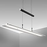 B.K.Licht - LED Pendelleuchte stufenlos höhenverstellbar, dimmbar via Touch, warmweiße Lichtfarbe, Hängeleuchte, Hängelampe Esstisch, Esszimmerlampe hängend, Wohnzimmerlampe, 85x175 cm, Schwarz