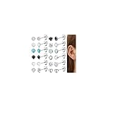 JeweBella 12 Paar Ohrringe Chirurgenstahl für Damen Mädchen Hypoallergen Zirkonia Opal Mondstein Medizinische Ohrstecker Set Gold/Silber Ohrringe Helix Knorpel Ohrringe für Mehrere Piercings