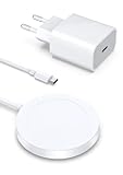 Mag-Safe Ladegerät Wireless Charger für iPhone: Magnet Ladestation Induktive kabellos Ladepad Kompatibel mit iPhone 15 14 13 12 und Air-Pods 3 2 Pro mit 20W Schnelles Adapter