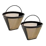 2 Stück Dauer-Kaffeefilter, Wiederverwendbar Dauerfilte, Goldener Edelstahlfilter, Wiederverwendbarer Filter, Wird zur Filtration von Kaffee und Tee Verwendet (Golden)