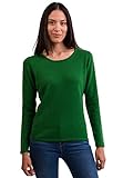 CASH-MERE.CH 100% Kaschmir Damen Pullover | Sweater Rundhalsausschnitt 2-fädig (Grün, M)