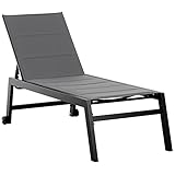 Outsunny Sonnenliege Alu Gartenliege Relaxliege Garten 5-stufige Rückenlehne verstellbar Stahl Texteline Schaumstoff Grau 168 x 72 x 102 cm