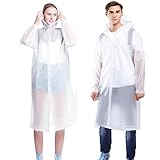 Gerhannery 2 Stück Regenponcho Wiederverwendbar Eva Regencape Unisex Regenjacke Wasserdicht Regenmantel Atmungsaktiv Tragbarer Regenumhang zum Camping Wandern Angeln (Weiß)