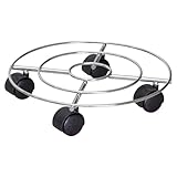 Wagner Pflanzenroller Chrome Ø 30 x 6,5 cm I Pflanzenroller für Innenbereich, Chrom I Blumenroller aus verchromten Stahl I Kübelroller Silber-glänzend I Tragkraft 60 kg - 20092901