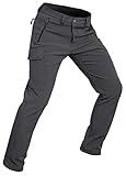 Wespornow Herren Wanderhose Wasserdicht Softshellhose Outdoorhose Thermohose Winddichte Skihose Warm Gefüttert Trekkinghose Schneehose für Skifahren, Hundesport und Klettern (Grau, XL)