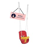 HUDORA Babyschaukel höhenverstellbar 120-180 cm in rot/gelb für den Garten I Baby Swing Outdoor I Kinderschaukel mit Sicherheitsbügel und Anschnallgurt I Max. Benutzergewicht 25 kg