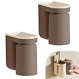 Hausio Selbstklebender Zahnputzbecherhalter ohne Bohren - Zahnbürstenhalter Wand, Toothbrush Holder, Zahnbürstenkopf Halter, Elbstklebend Zahnbürsten Halter mit Zahnputzbecher (2 Braun)