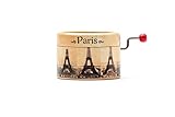Kleine Spieldose verziert mit dem Eiffelturm von Paris und der Melodie La vie en rose.