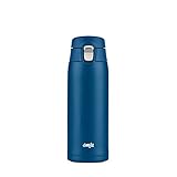 Emsa N21509 Travel Mug Light Thermo/Isolierbecher aus Edelstahl, 0,4 Liter, 8h heiß, 16h kalt, 100 Prozent dicht, auslaufsicher, spülmaschinengeeignet, Klappverschlussystem, Blau, 1 Stück (1er Pack)