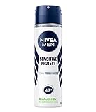 NIVEA MEN Sensitive Protect Deo Spray (150 ml), Anti-Transpirant für empfindliche Haut, schützt 48h vor Achselnässe, ohne die Haut zu reizen