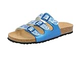 Lico Damen Bioline Flower Pantoletten, Blau Weiß, 39 EU