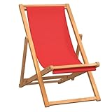vidaXL Teak Massiv Strandstuhl Klappbar Liegestuhl Klappstuhl Strandliege Gartenliege Sonnenliege Faltliege Liege Campingstuhl Rot