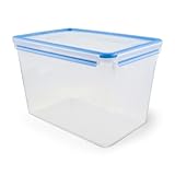 EMSA Clip & Close Frischhaltedose, rechteckig, 10,6 L, Maxiformat, Aufbewahrungsbox, 100 Prozent dicht, spülmaschinen-, gefrier-, mikrowellenfest, Transparent, Blau, Made in Germany, 508549
